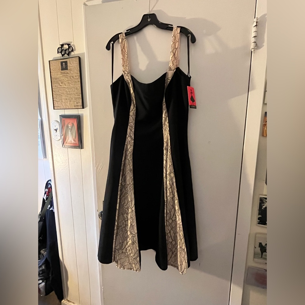 Unique Vintage.com swing dress. Size xxl black with cream and lace design.